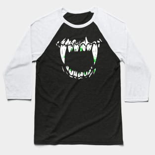 Creepy Monster Fangs with green goo - Gross Vampire Fangs for horror, fantasy, Halloween Baseball T-Shirt